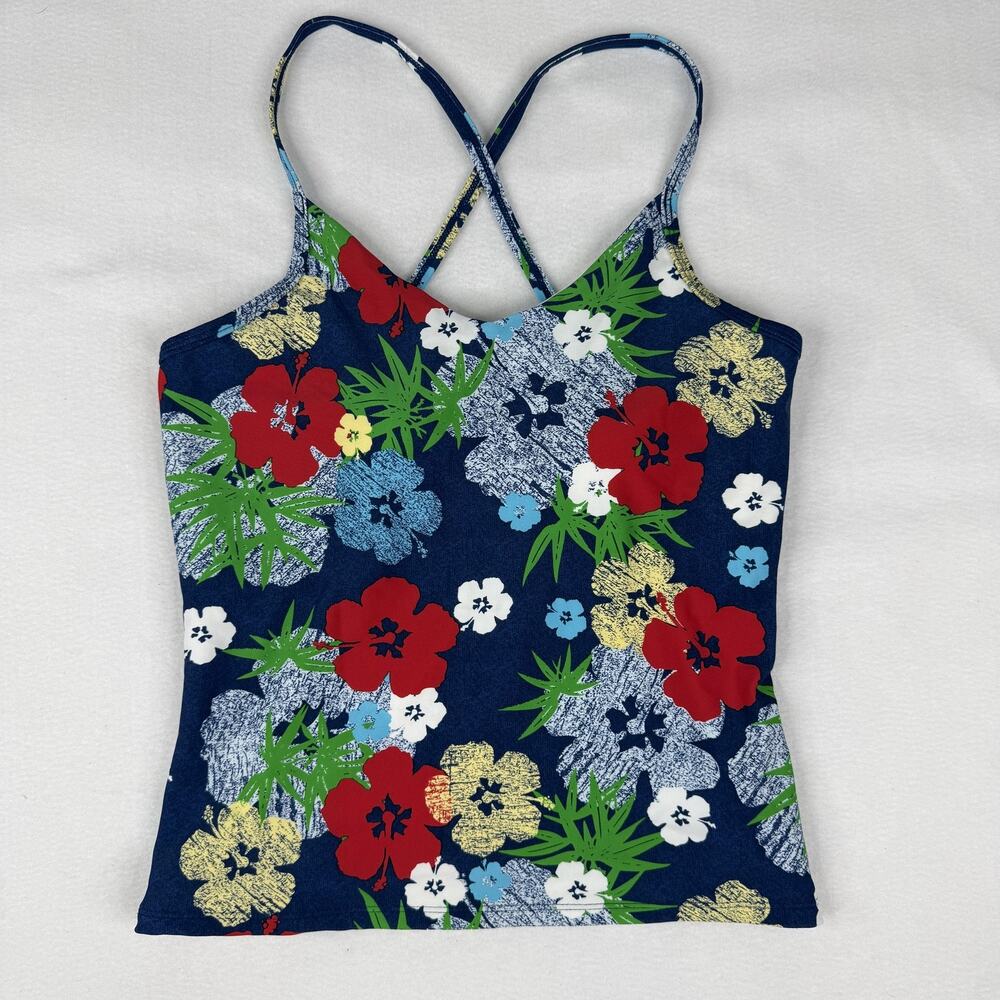 Hanna Andersson Tankini Swim Top Womens Small Blue Tropical Floral Lined NEW